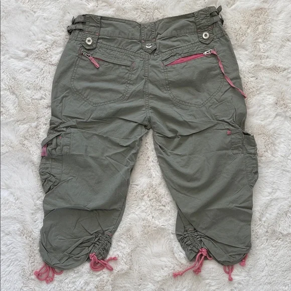 Y2K Stylish GLO Utility Candy Raver Cargo Capri Pants - Picture 8 of 14